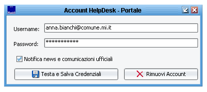 Help Desk Configurazione Account